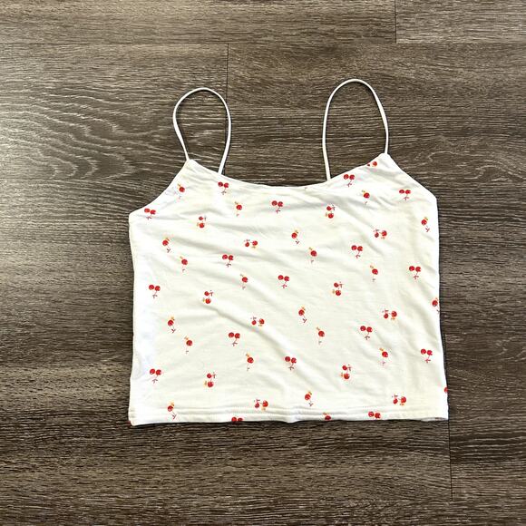🍒 NWOT Pacsun Basics White Cherry Print Crop Cami Tank Top Size Small Y2K Cute - Picture 11 of 12